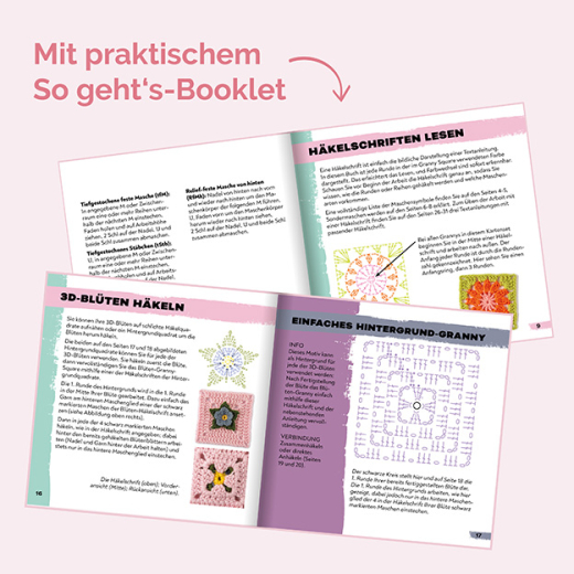 Claire Montgomerie - Granny Square Blumen Häkel-Karten