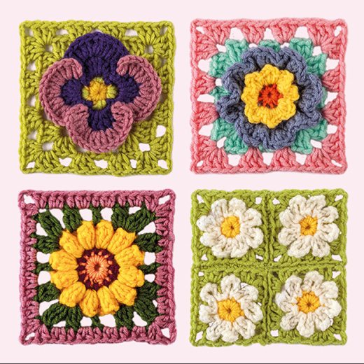 Claire Montgomerie - Granny Square Blumen Häkel-Karten