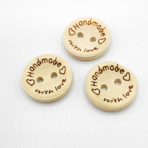 Holzknopf - Handmade with love - 15mm